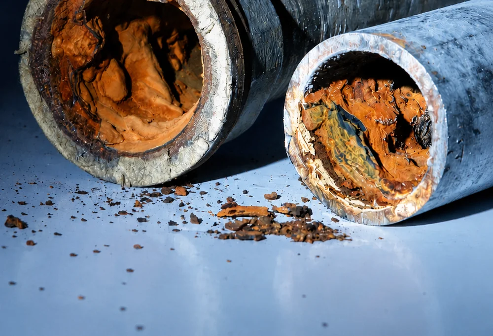 Korrodierte Wasserleitungen von innen