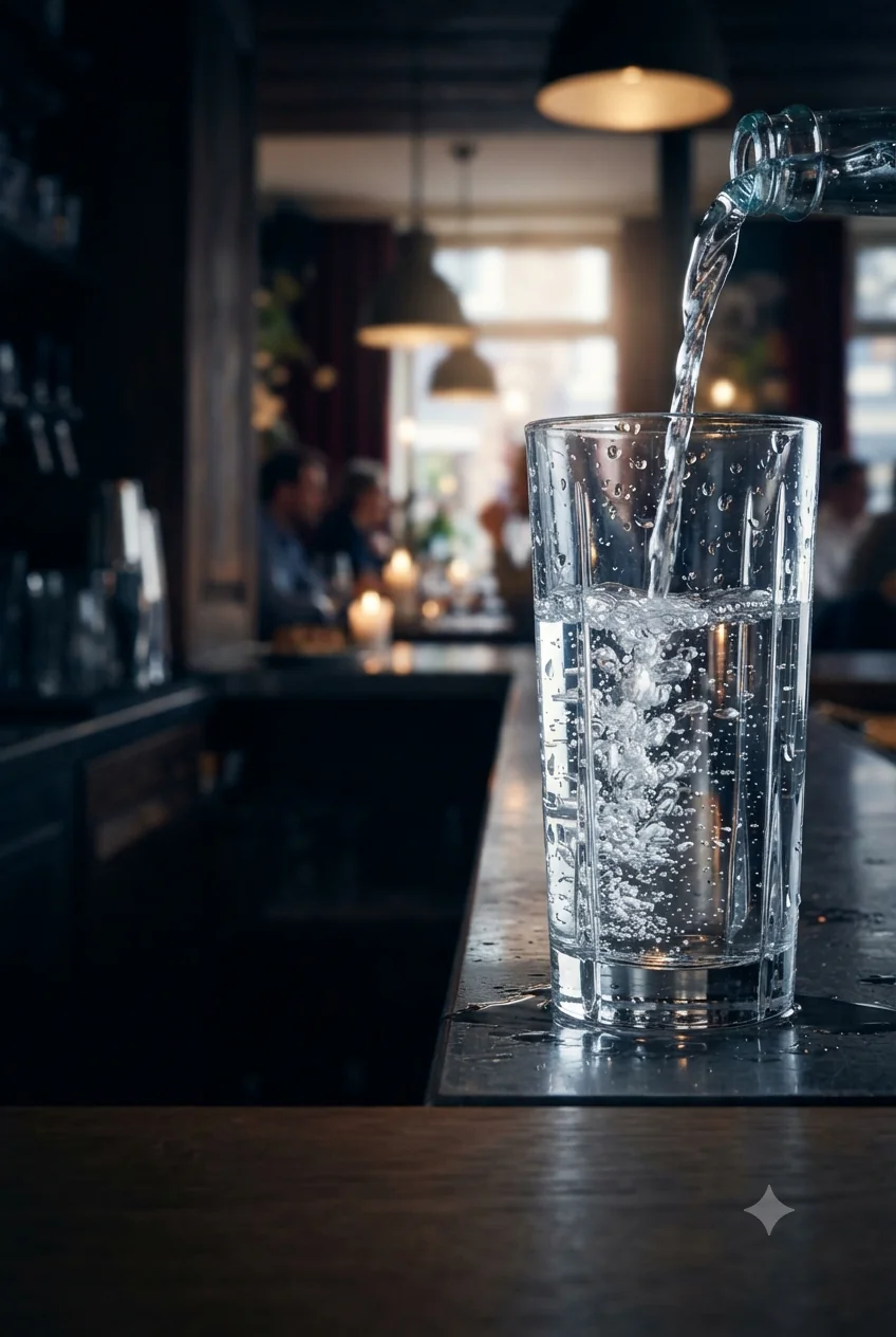 Glas mit frisch gezapftem Wasser